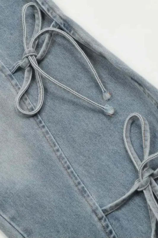 Vintage Bow Bandage Wide Leg Jeans