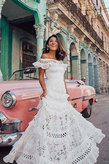 Elegant One-Shoulder Ruffle Boho Dress