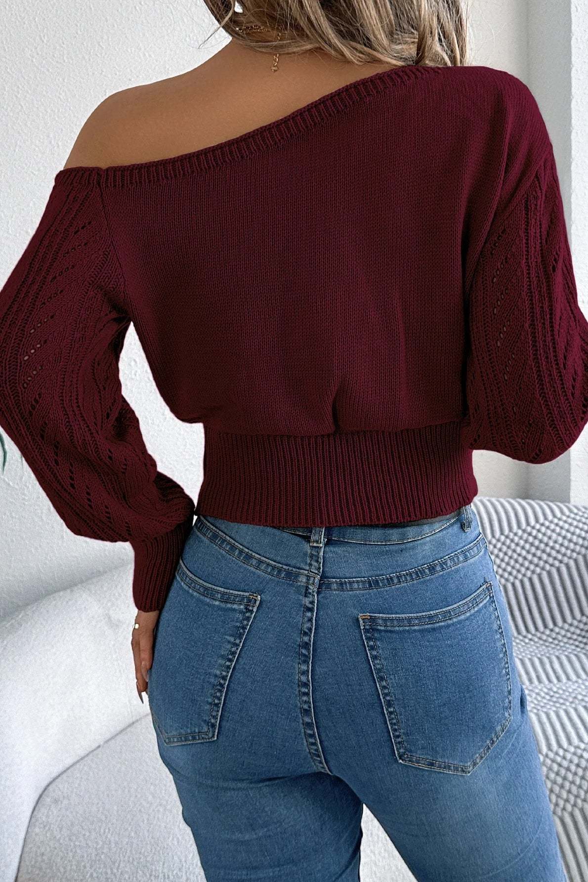 Off Shoulder Knit Pullover Sweater