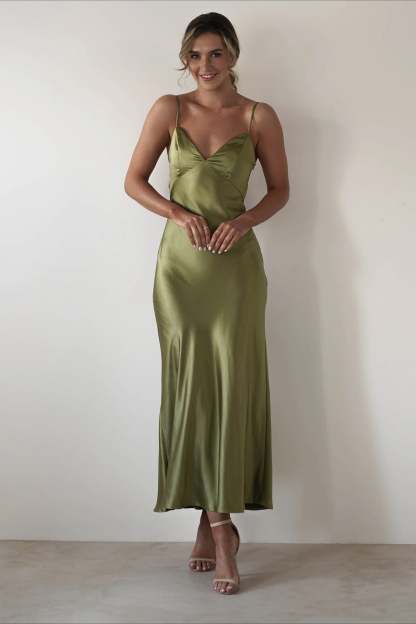 Satin Backless Tie Party Dress