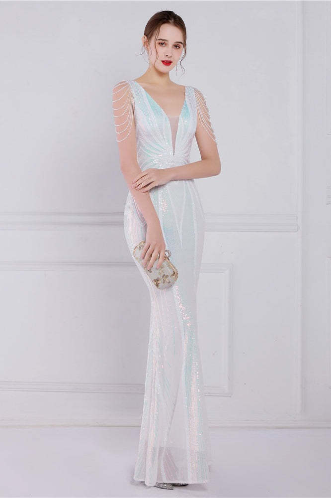 Beaded Floral Sequin Mermaid Party Dress