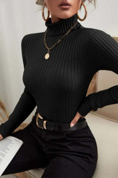 Fitted Long Sleeve Mock Neck Sweater