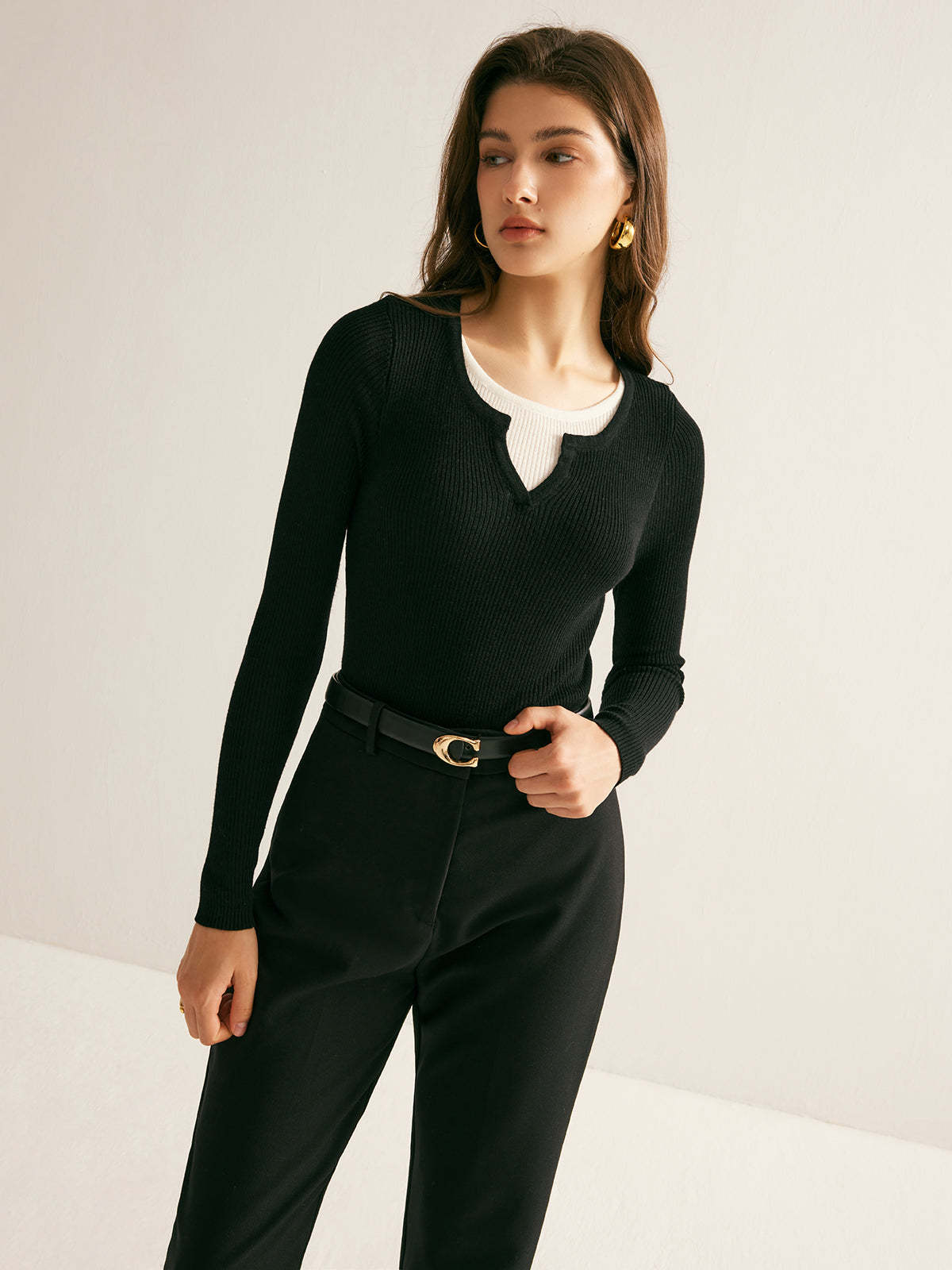 2 in 1 Slim Knit Top Knit Tops