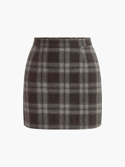 Plaid Tweed Mini Skirt Skirts