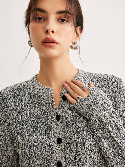 Raw Hem Button Slim Knit Top Knit Tops