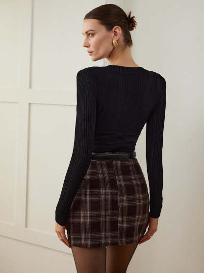 Plaid Tweed Mini Skirt Skirts