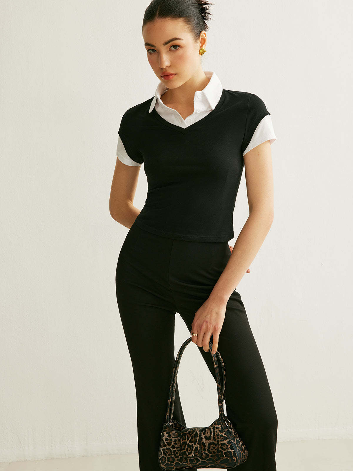 Polo Neck Color Block T Shirt T Shirts