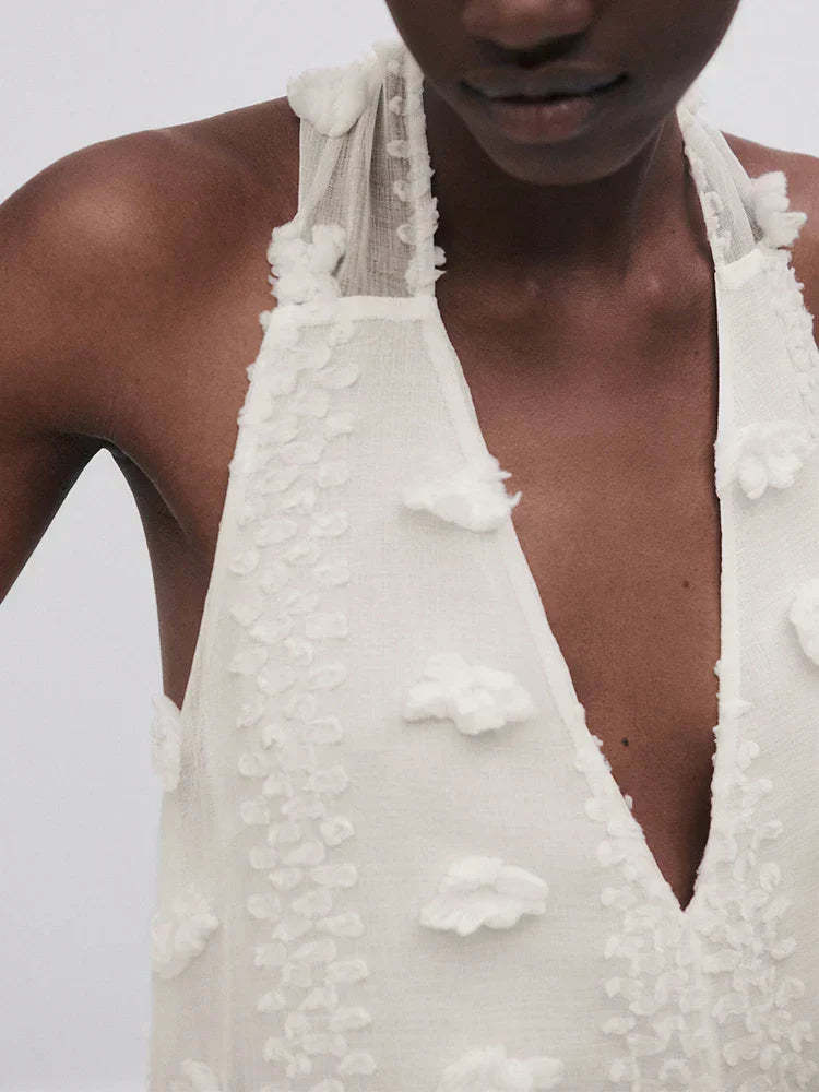 Halter Floral Mesh Patchwork Boho Dress