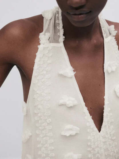 Halter Floral Mesh Patchwork Boho Dress