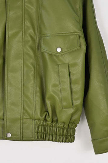 Vintage Green Faux Leather Jacket
