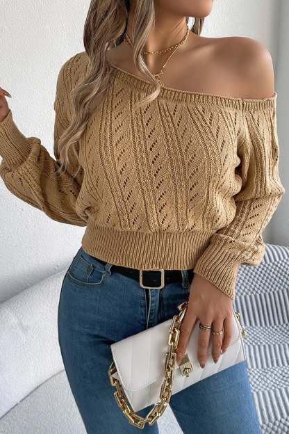Off Shoulder Knit Pullover Sweater