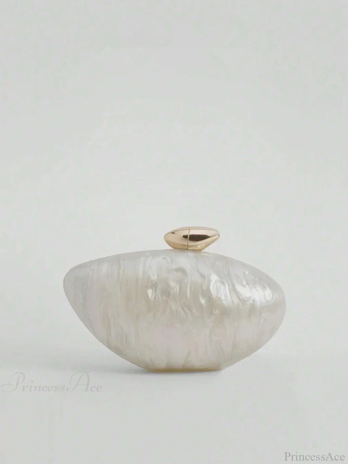 Acrylic Egg Shaped Designer Evening Party Handbag Pearl Shell Purse Beige clutchbag-250126
