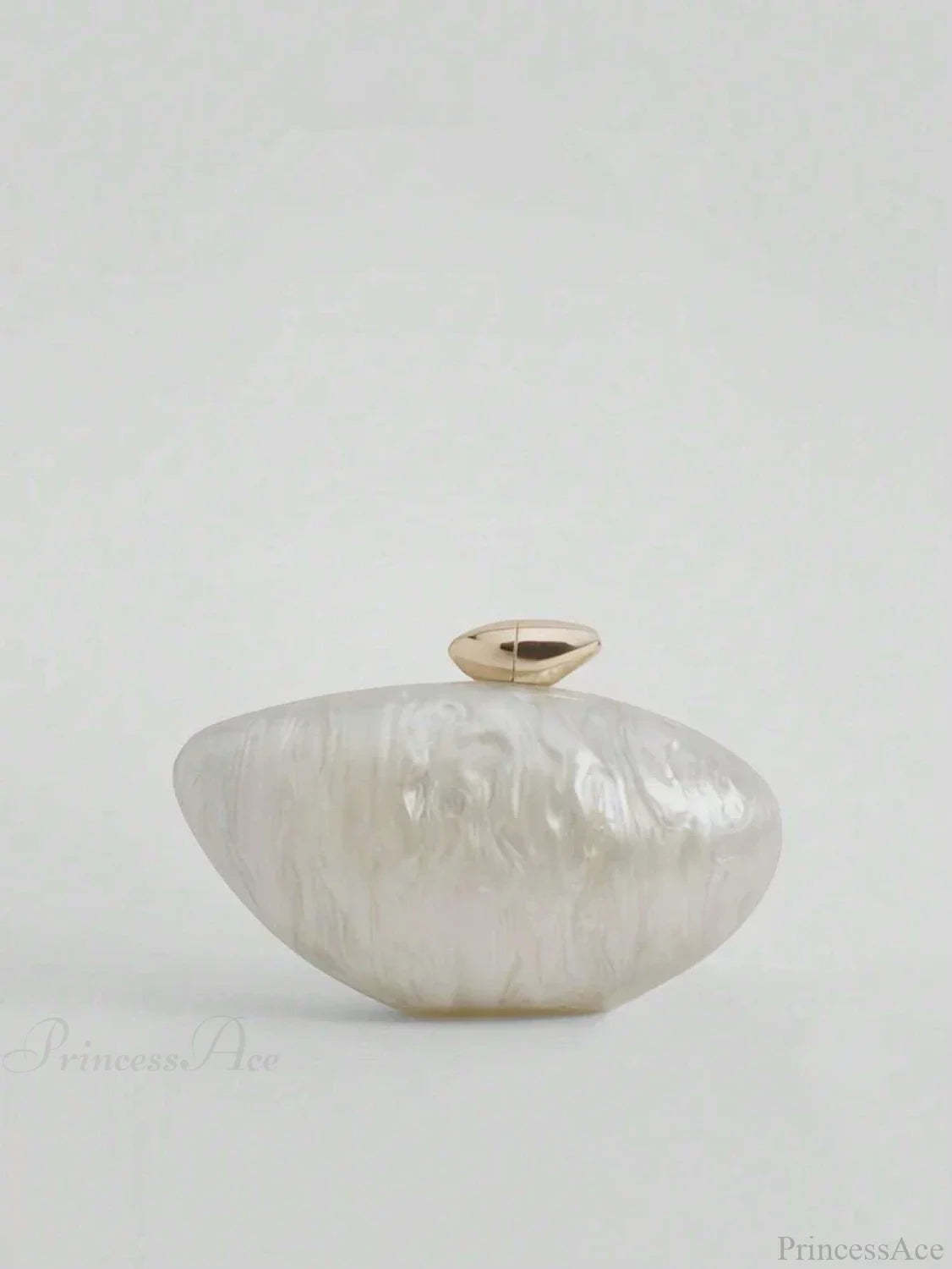 Acrylic Egg Shaped Designer Evening Party Handbag Pearl Shell Purse Beige clutchbag-250126