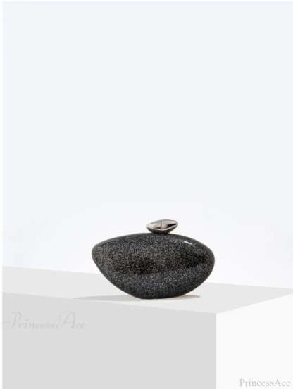 Acrylic Egg Shaped Designer Evening Party Handbag Pearl Shell Purse Black clutchbag-250126