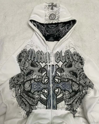 Affliction Gothic Skull Zipper Hoodie