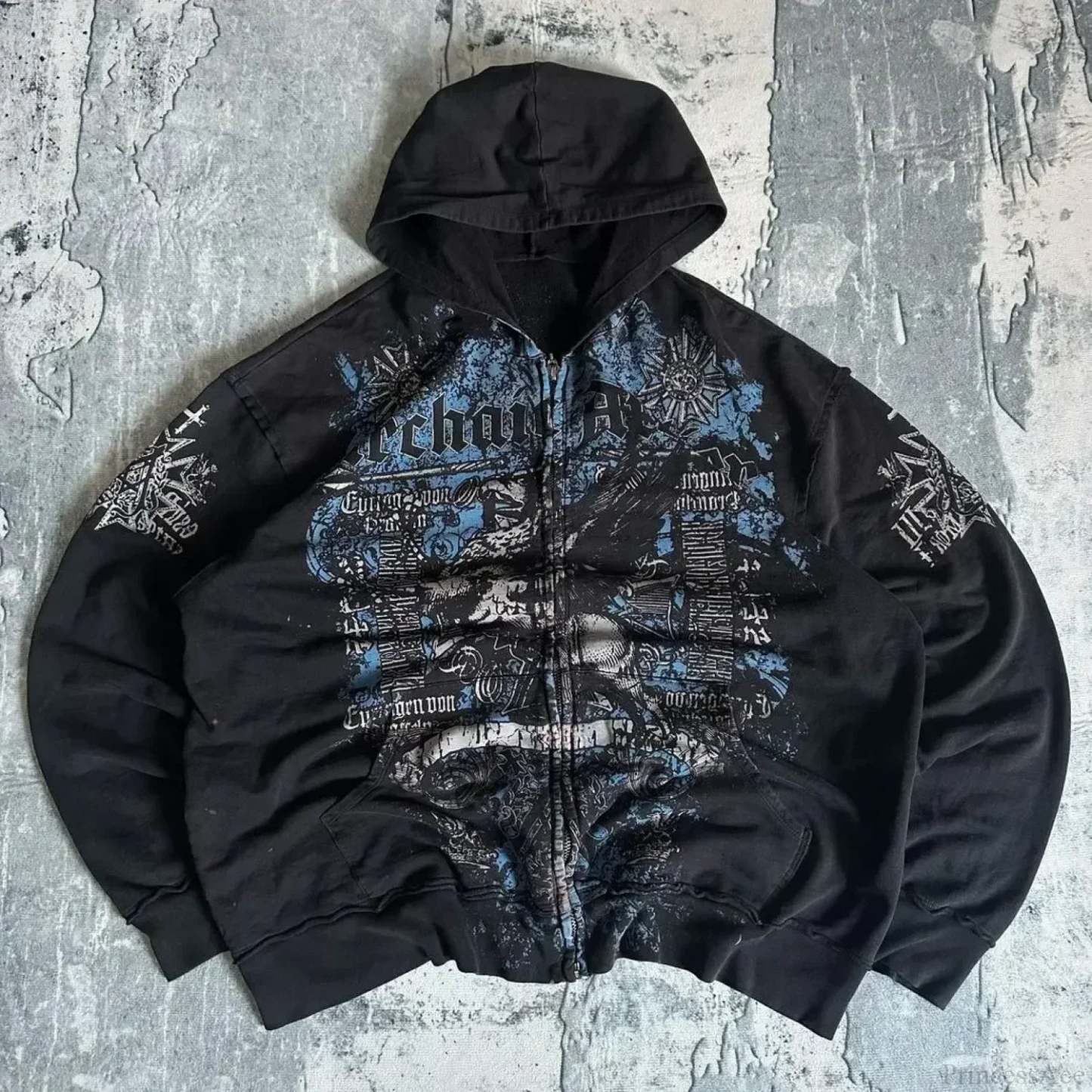 Affliction Gothic Skull Zipper Hoodie black 3 / S