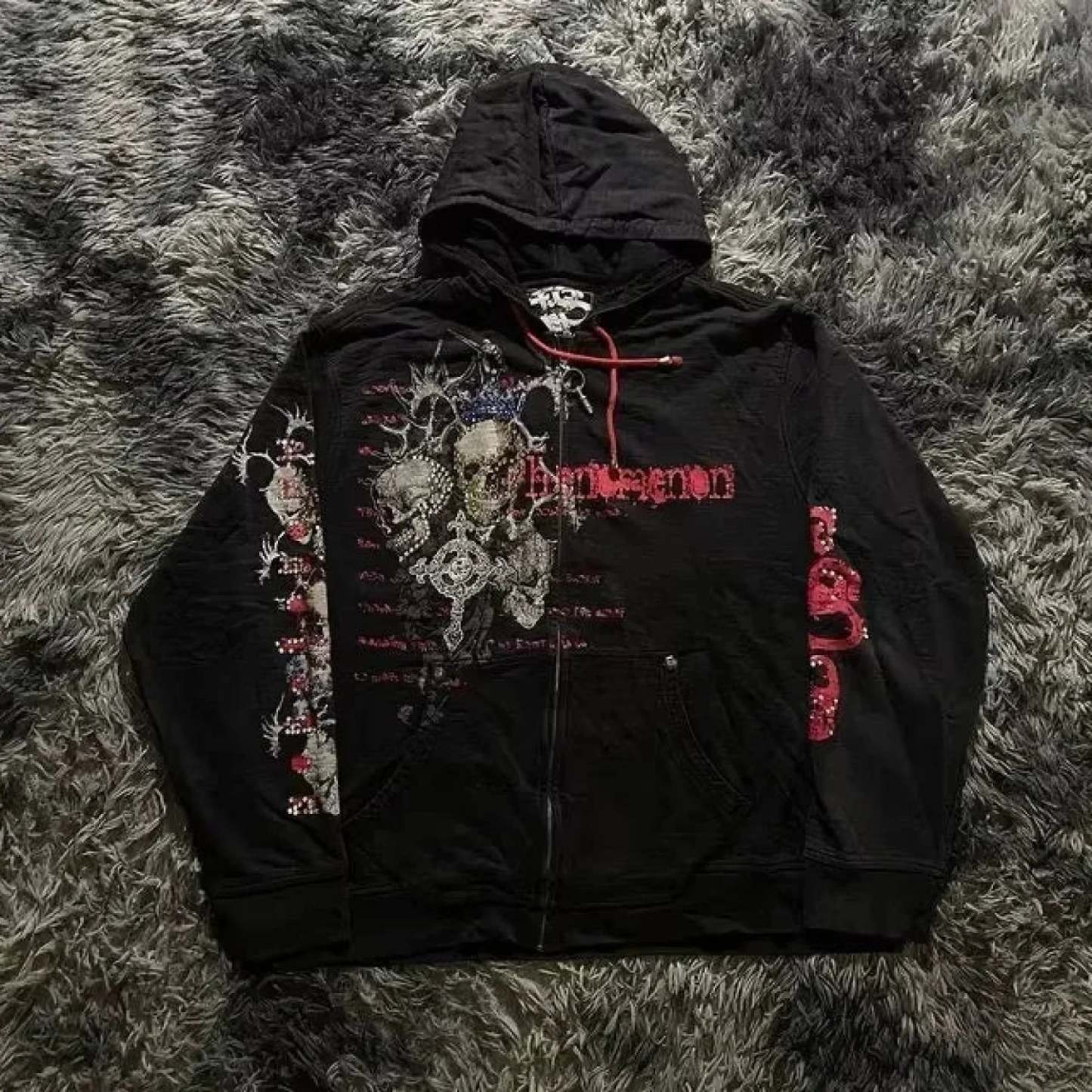 Affliction Gothic Skull Zipper Hoodie black 4 / S