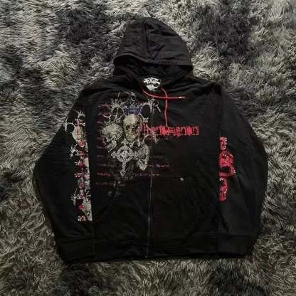 Affliction Gothic Skull Zipper Hoodie black 4 / S
