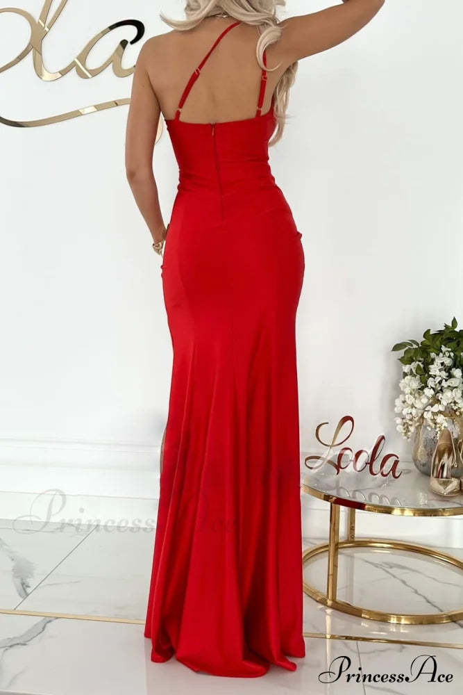 Alda One Shoulder Charming High Low Crepe Dress S.o. Long Dresses