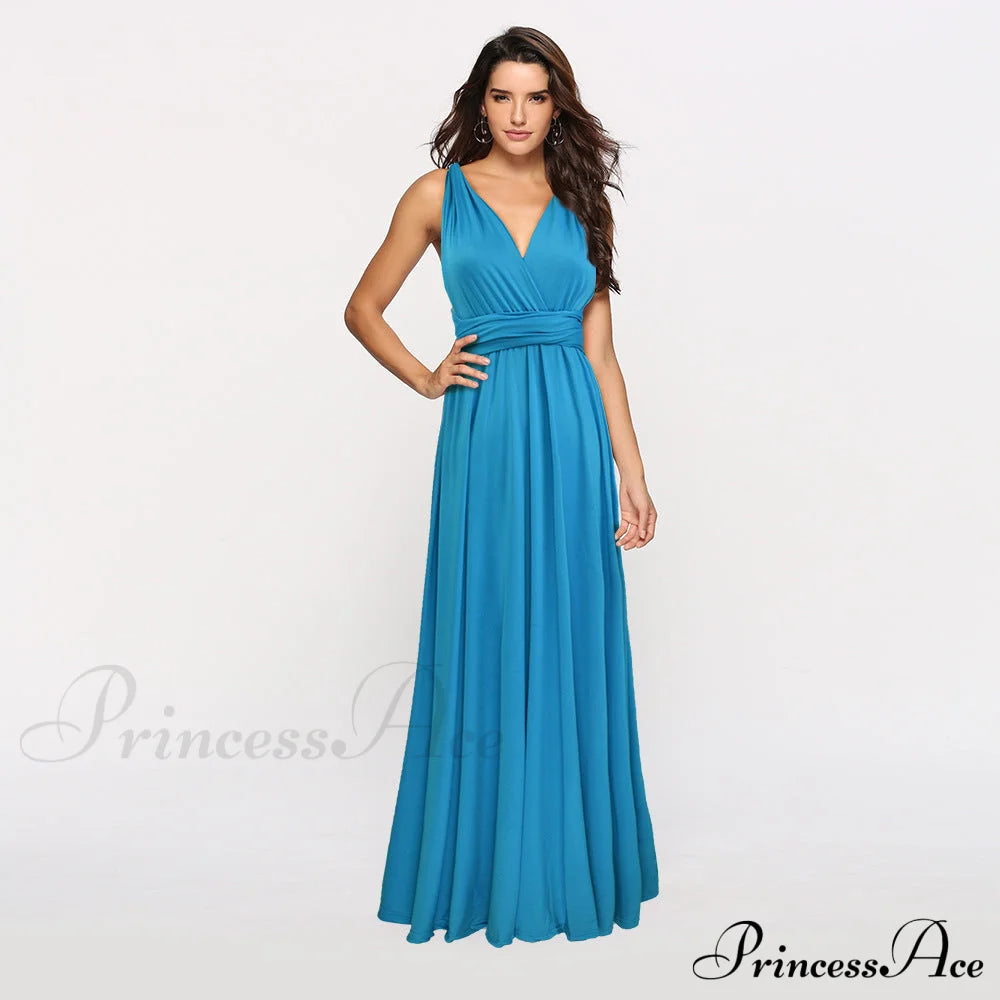 Alexandra Satin Lace Charming Back A-Line Dress Blue / S S.o. Long Dresses