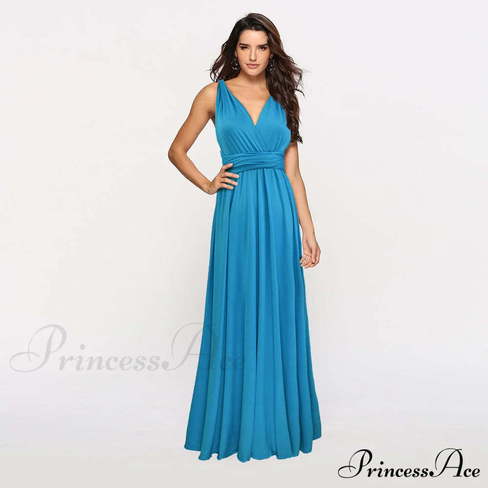 Alexandra Satin Lace Charming Back A-Line Dress Blue / S S.o. Long Dresses