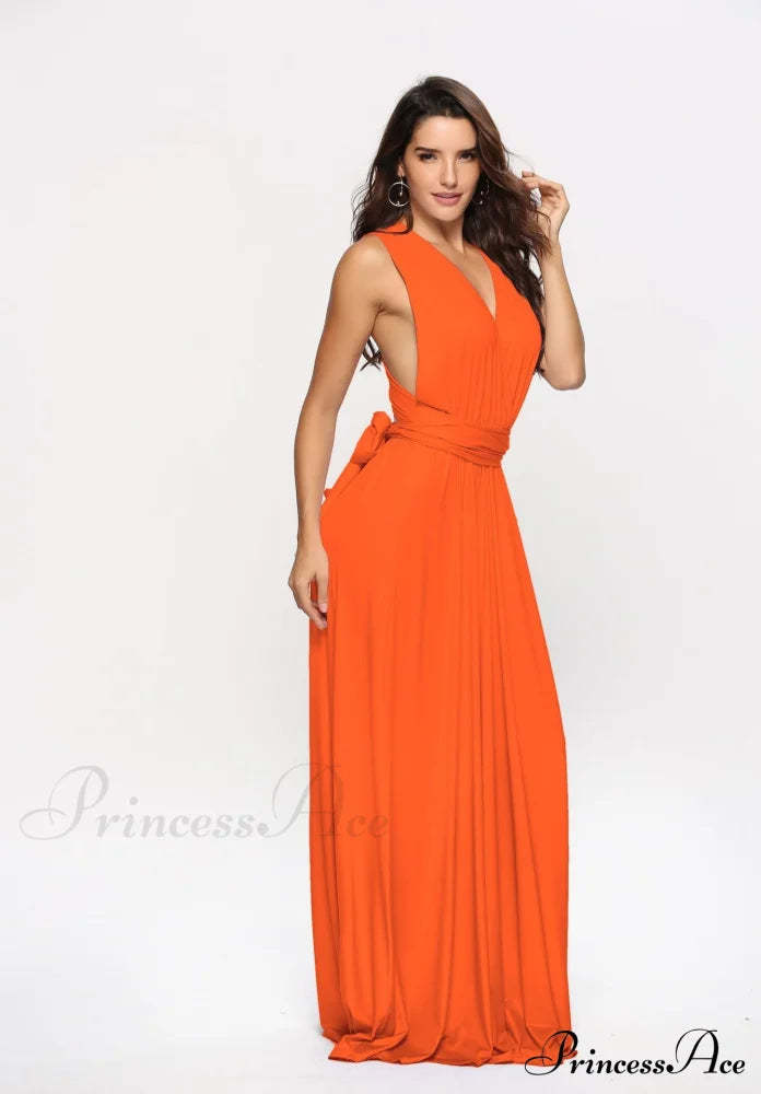 Alexandra Satin Lace Charming Back A-Line Dress Orange / S S.o. Long Dresses