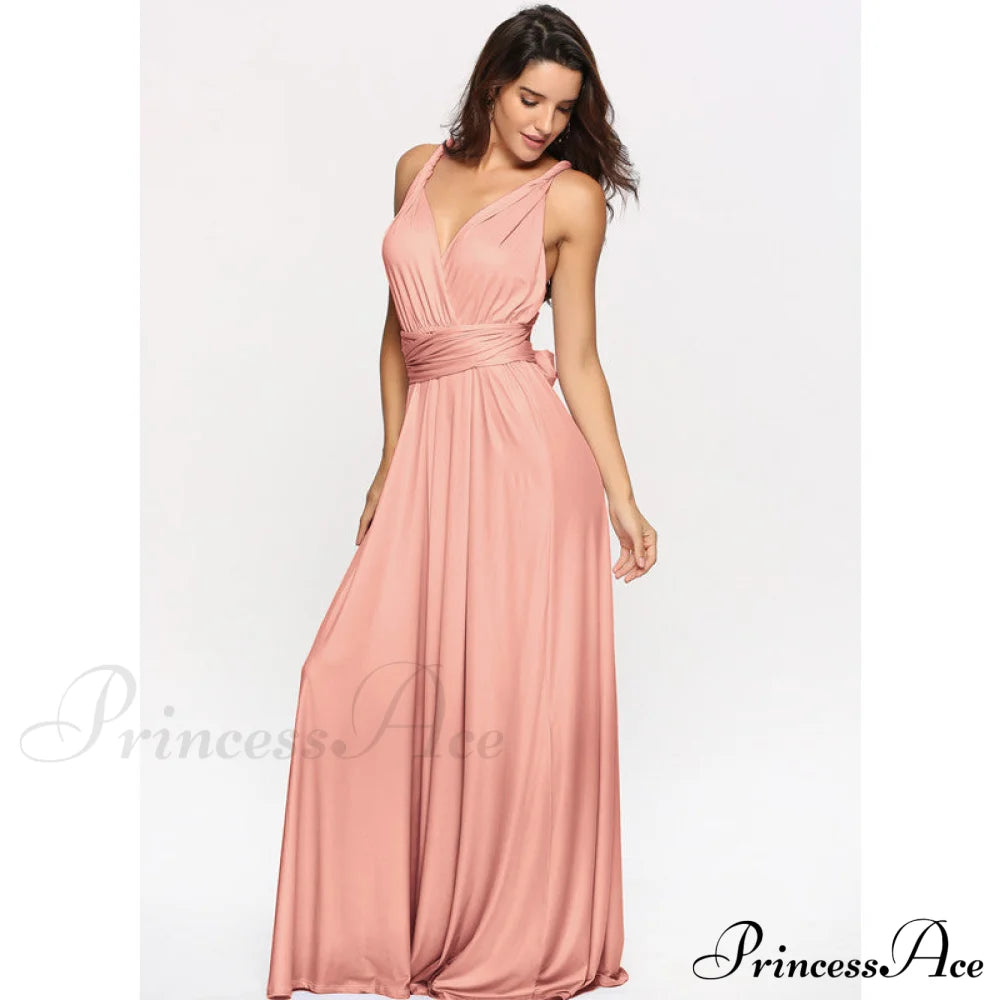 Alexandra Satin Lace Charming Back A-Line Dress Pink / S S.o. Long Dresses
