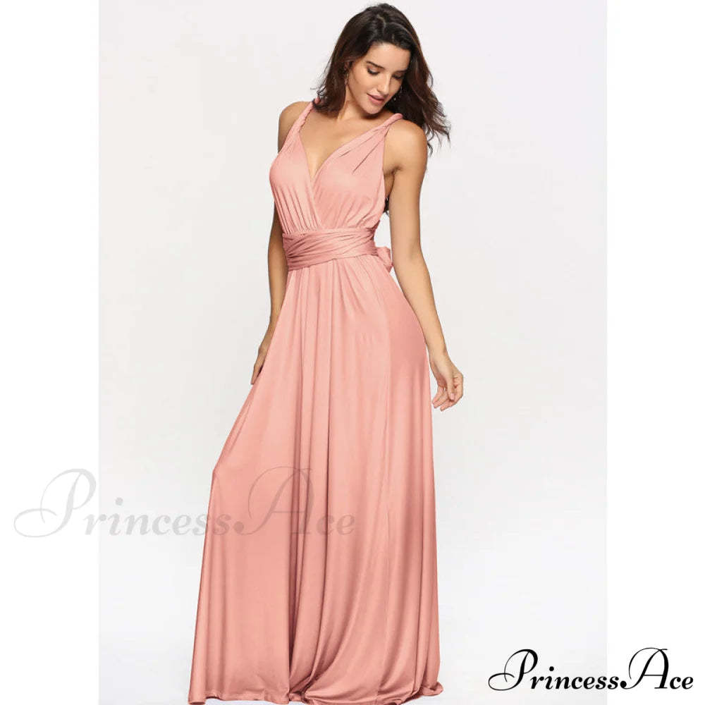 Alexandra Satin Lace Charming Back A-Line Dress Pink / S S.o. Long Dresses