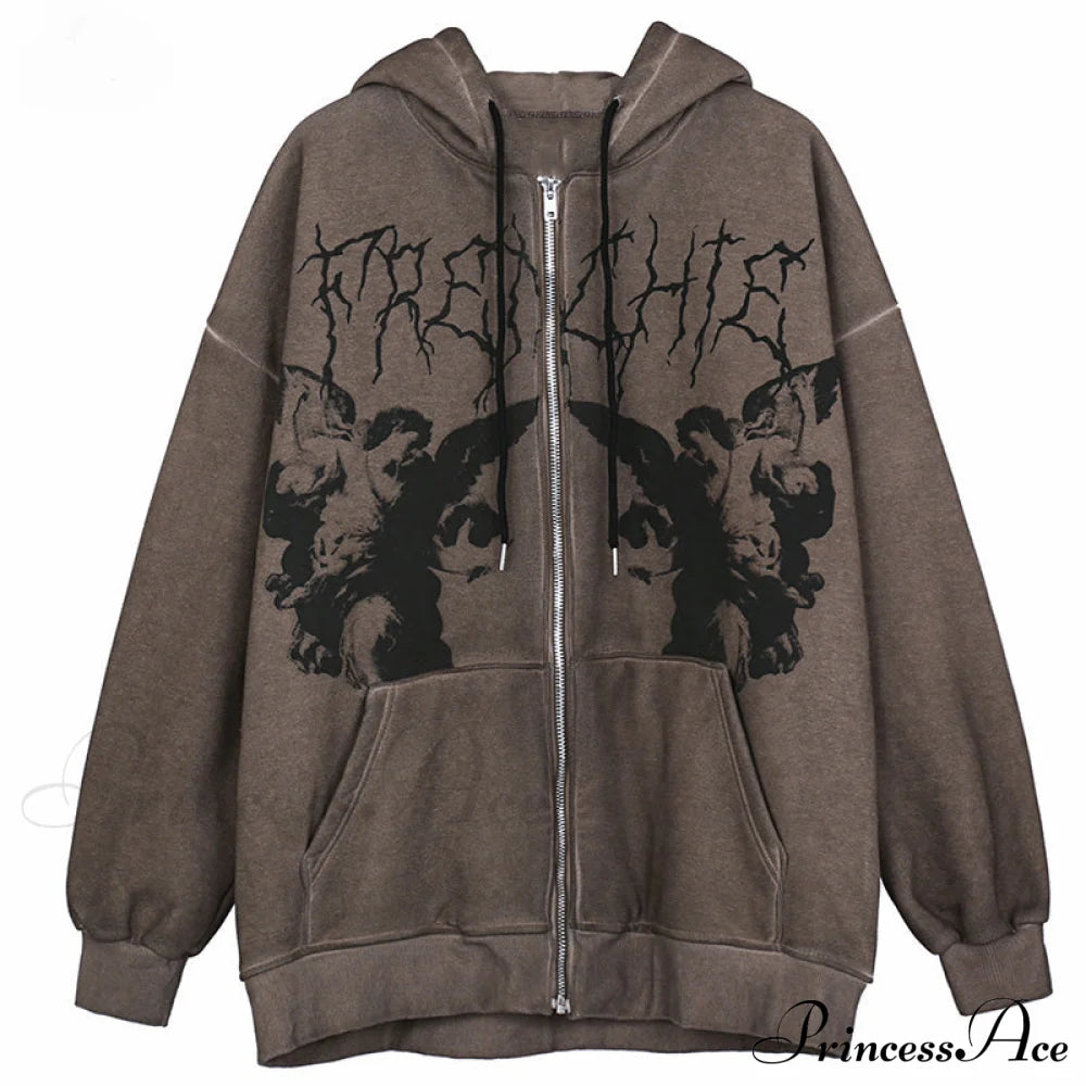 Angel Dark Print Streetwear Hoody Jacket