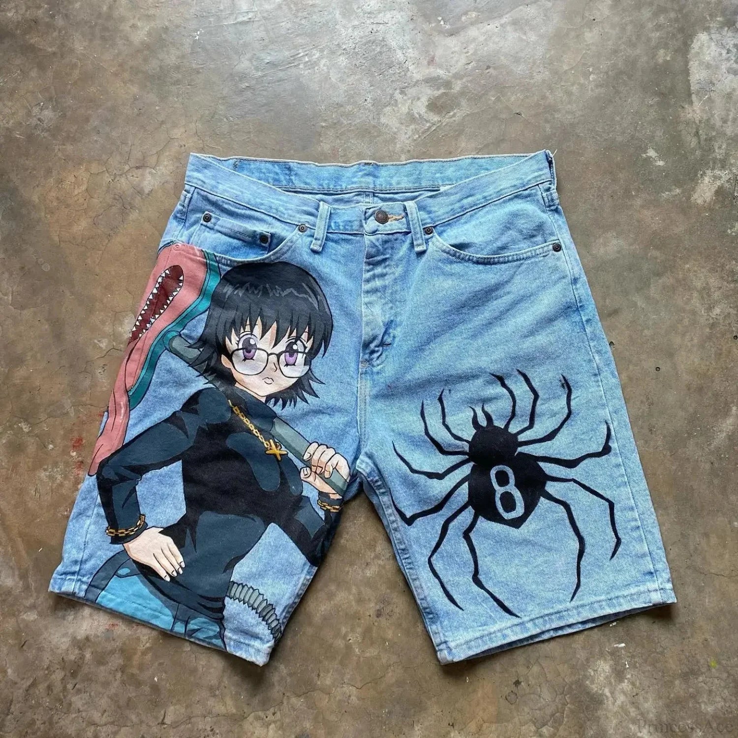 Anime Pictorial Baggy Short blue / S
