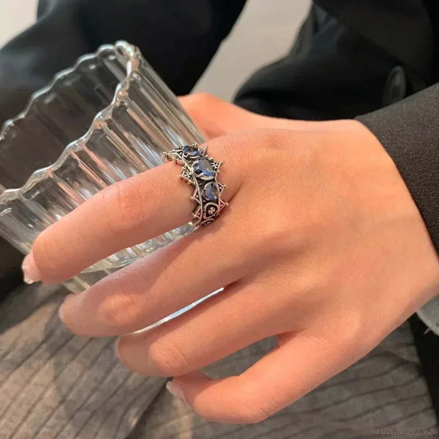 Antique Lolita Gothic Heart Cross Ring