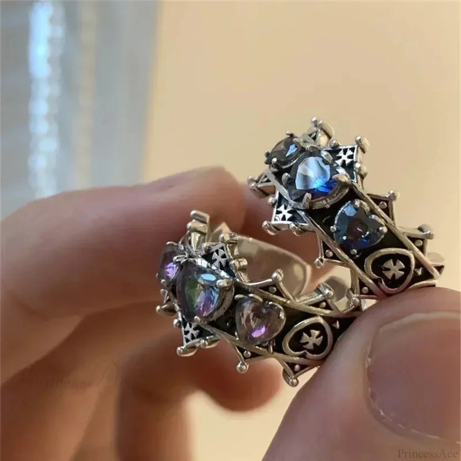 Antique Lolita Gothic Heart Cross Ring