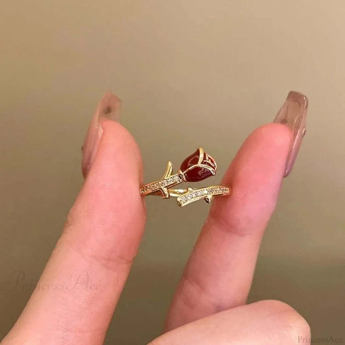 Antique Mysterious Crimson Crystal Cross Band resizable / sliver11