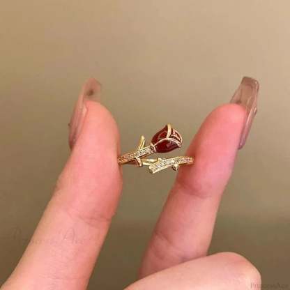 Antique Mysterious Crimson Crystal Cross Band resizable / sliver11