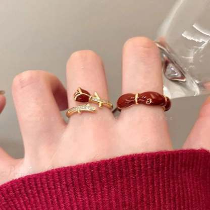 Antique Mysterious Crimson Crystal Cross Band resizable / sliver12