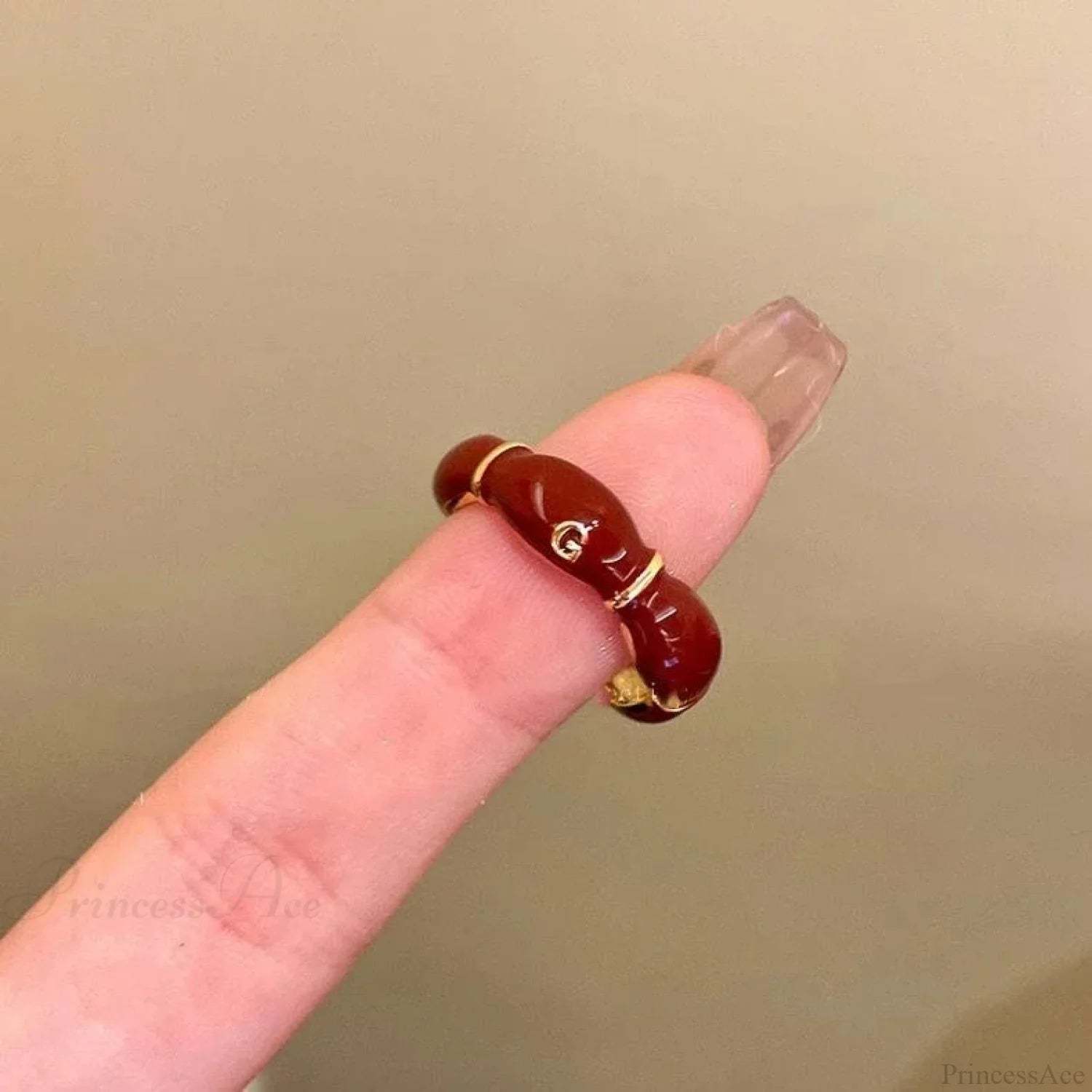 Antique Mysterious Crimson Crystal Cross Band resizable / sliver13