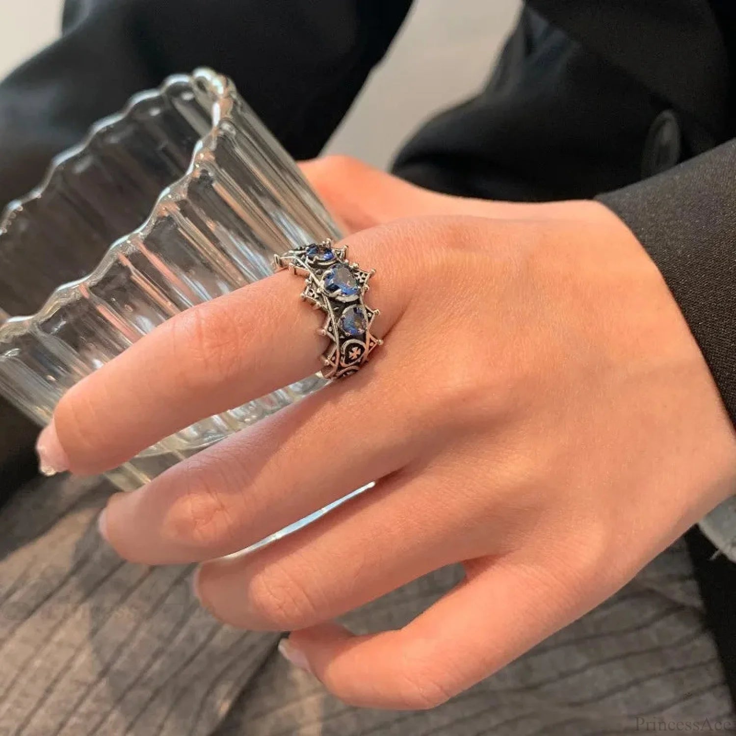 Antique Mysterious Heart Cross Ring