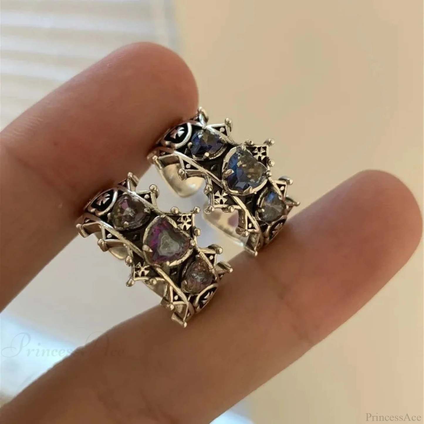 Antique Mysterious Heart Cross Ring