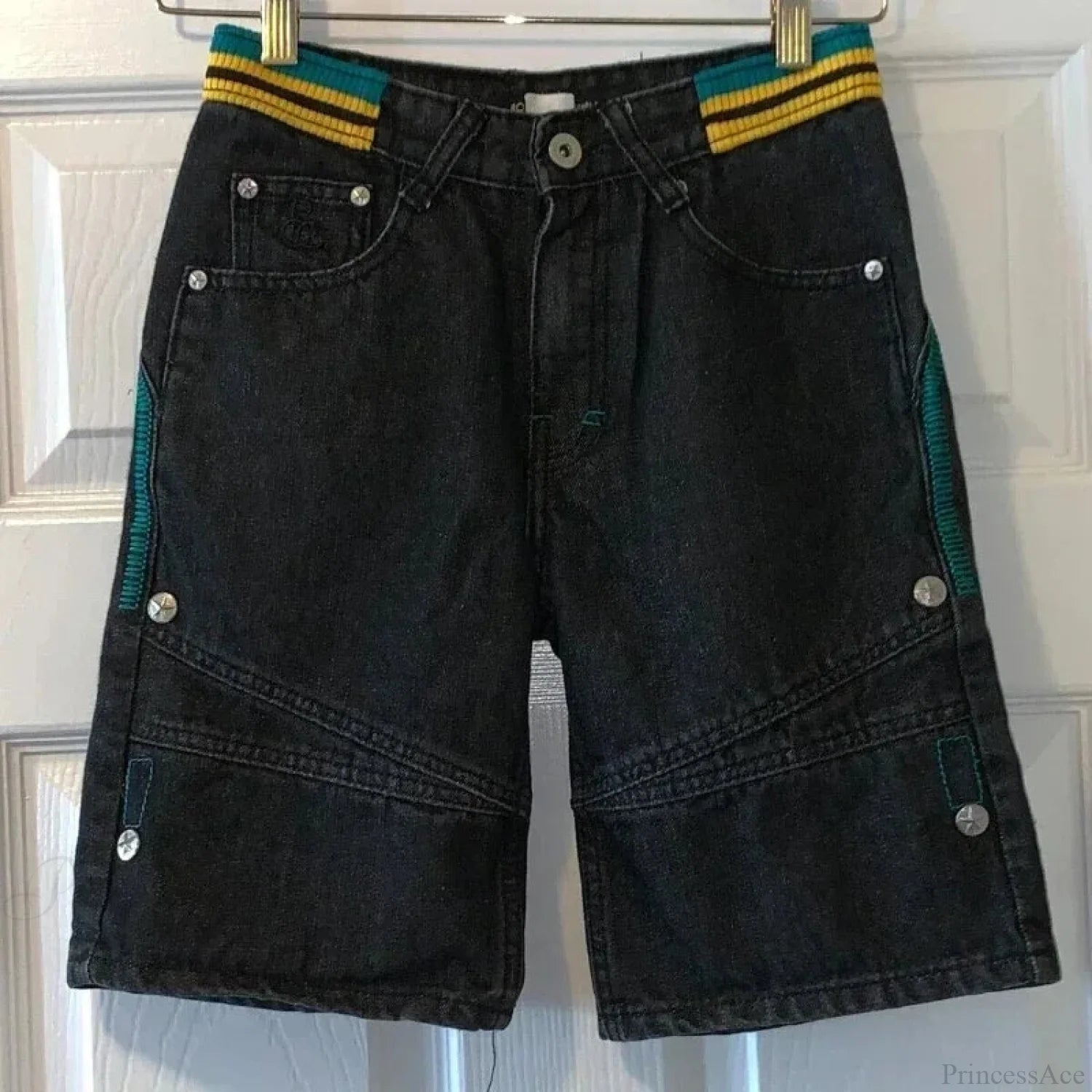 Antique Patchwork Denim Short black2 / S