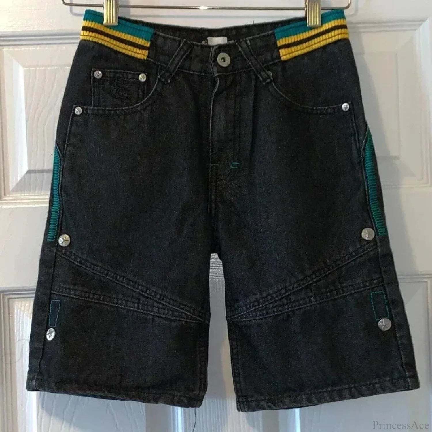 Antique Patchwork Denim Short black2 / S