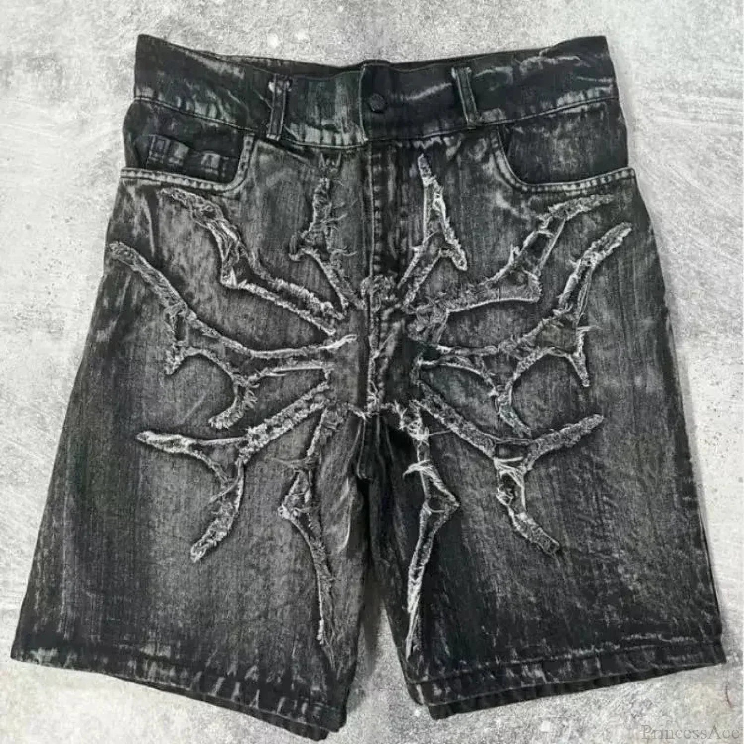 Antique Patchwork Denim Short black2 / S