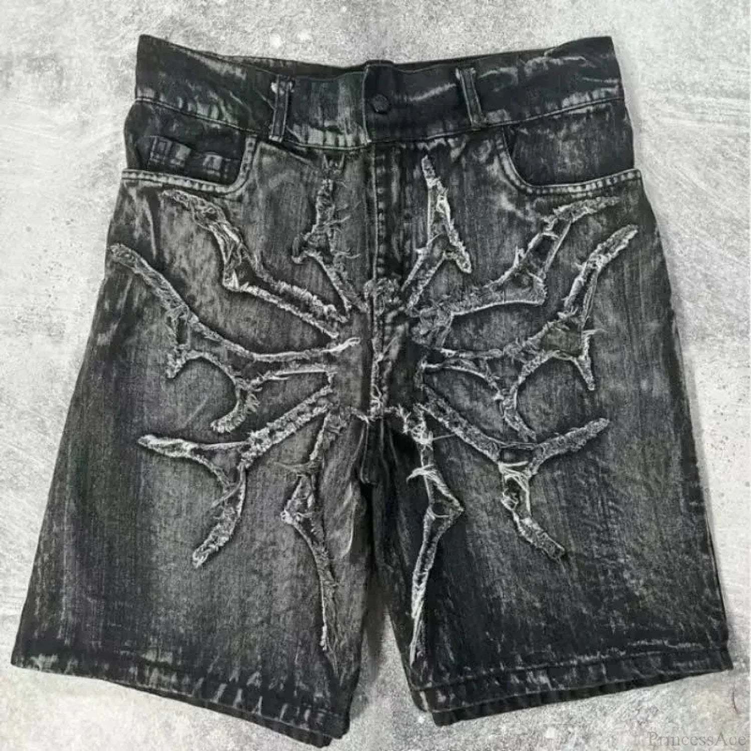 Antique Patchwork Denim Short black2 / S