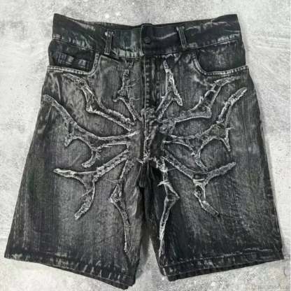 Antique Patchwork Denim Short black2 / S