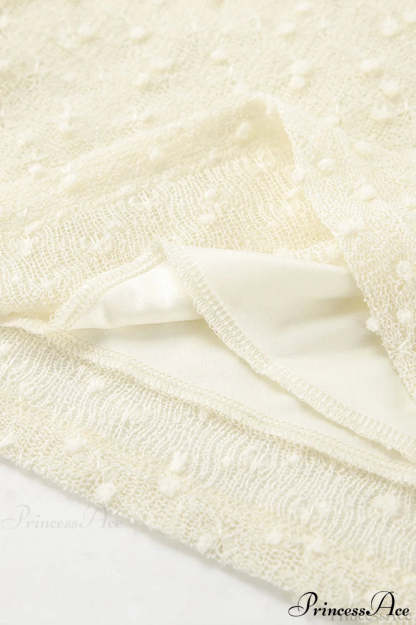 Apricot Off Shoulder Lace Knit Long Sleeve Tee