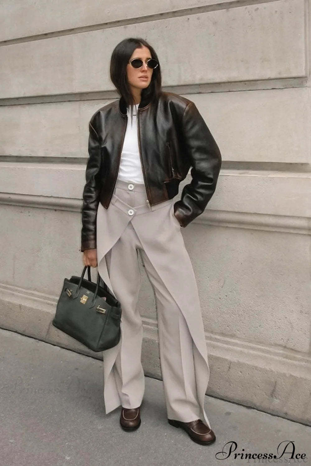 Asymmetrical High Waist Wide Leg Tailored Pants