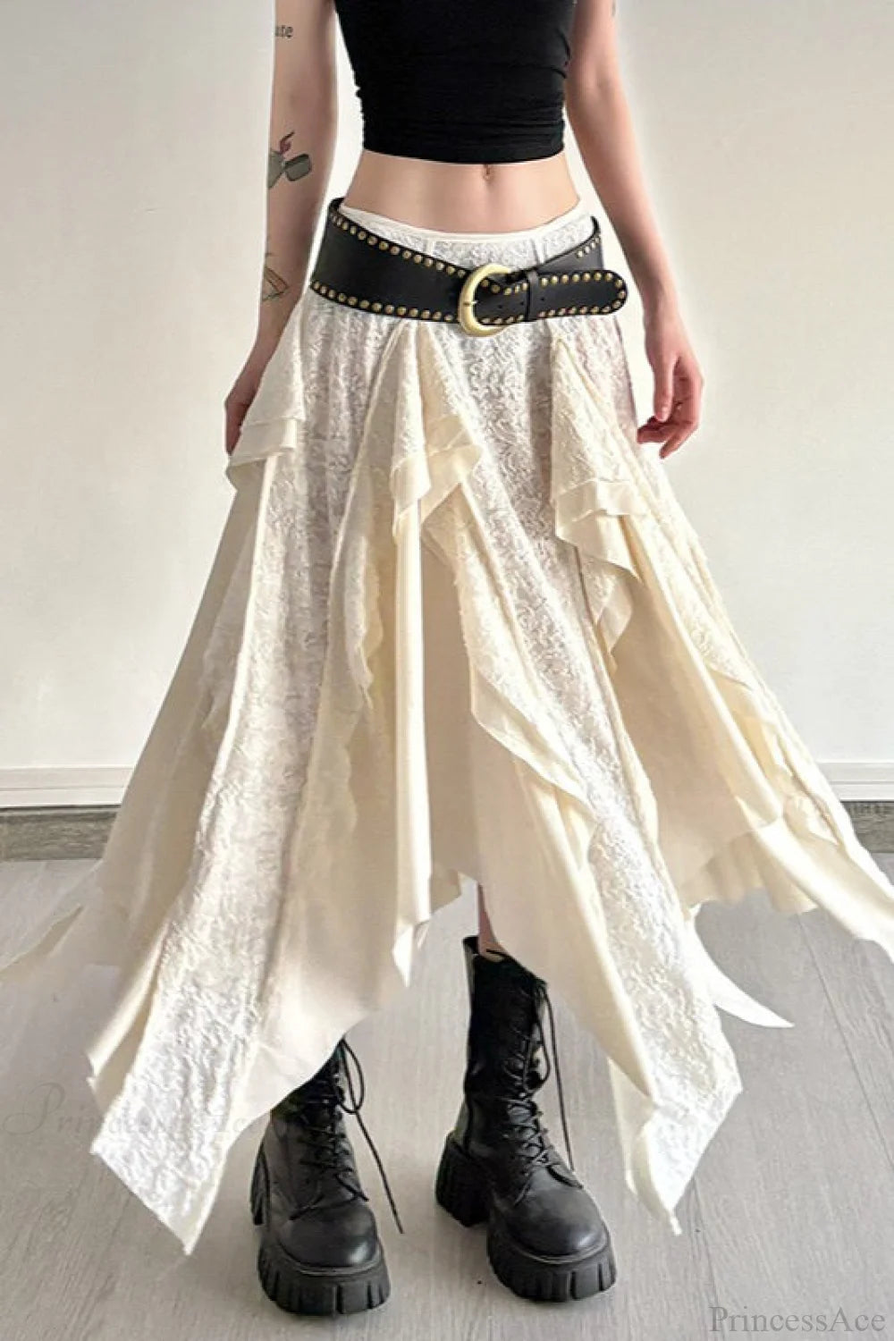 Asymmetrical Lace Bodycon Maxi Skirt