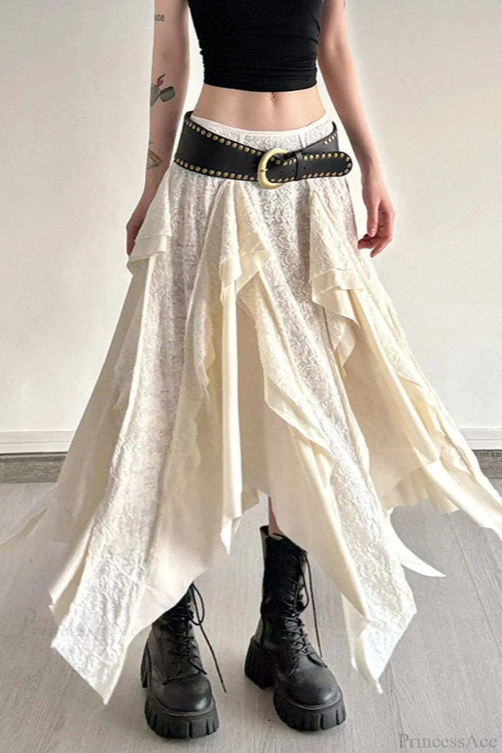 Asymmetrical Lace Bodycon Maxi Skirt