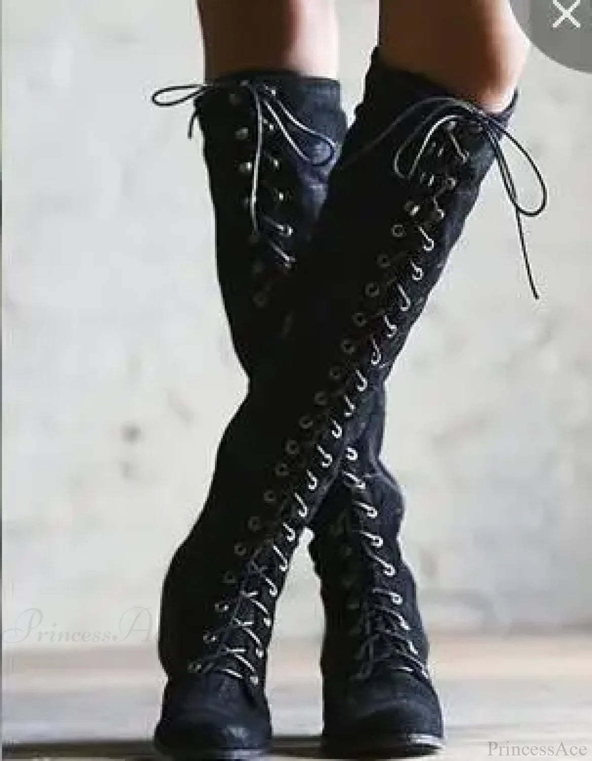 Autumn Winter Long Tube Keep Warm Thigh High Sewing Thread Rivet Zipper Knee High Boot Black / 3
