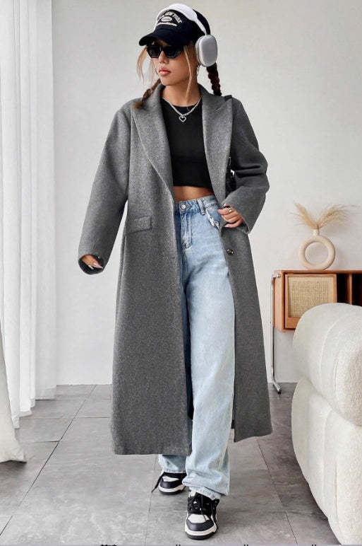 Minimalist Wool Duster Coat Grey / S