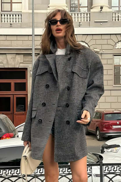 Double Breasted Wool Blazer Coat